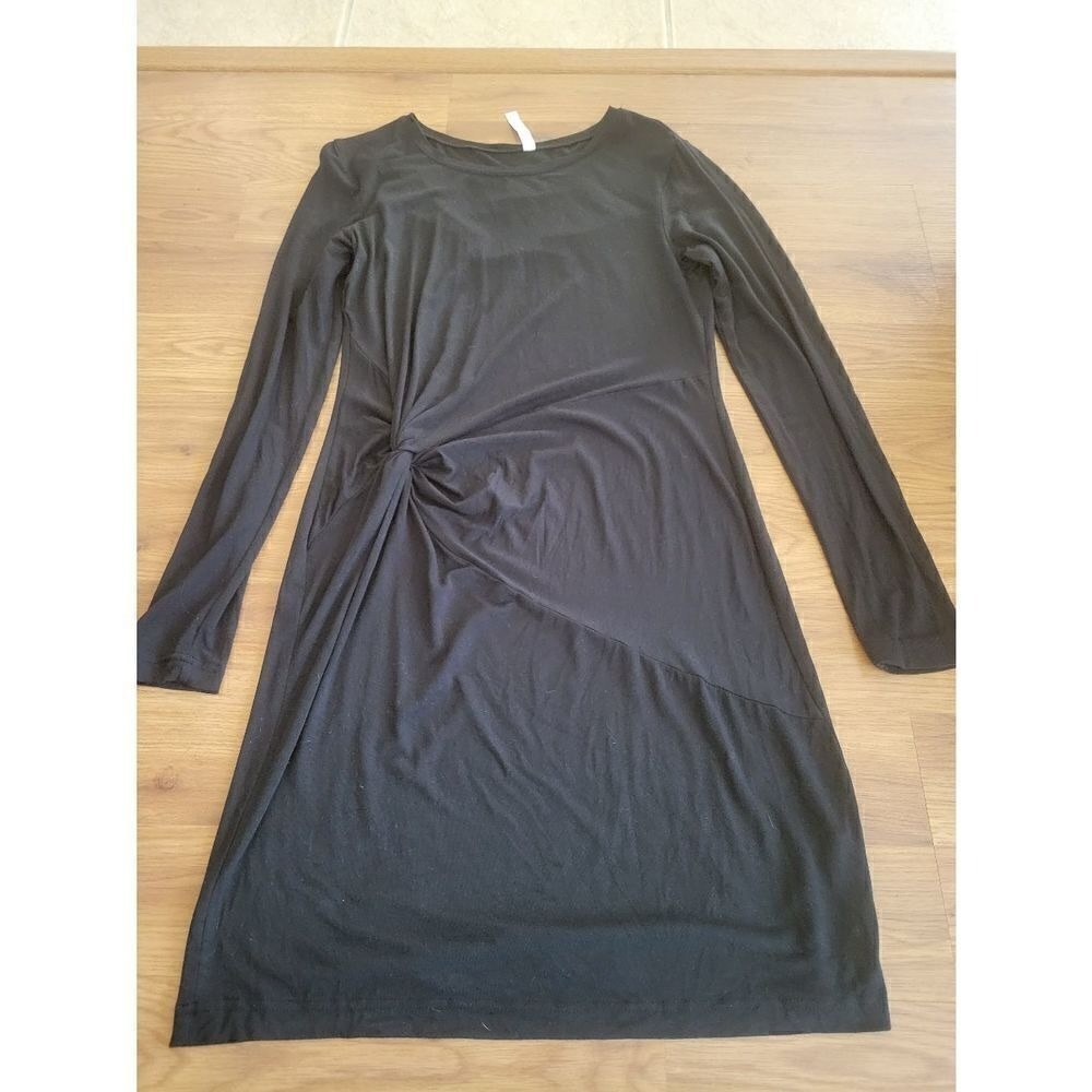 Fabletics Womens Black Twist Front Long Sleeve Jersey Dress Small